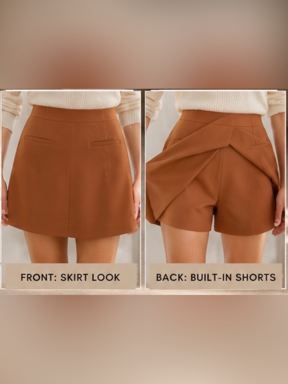 Jason Wu Camel Tailored Skort Quiet Luxury Minimalist Designer Size L - Picture 7 of 7